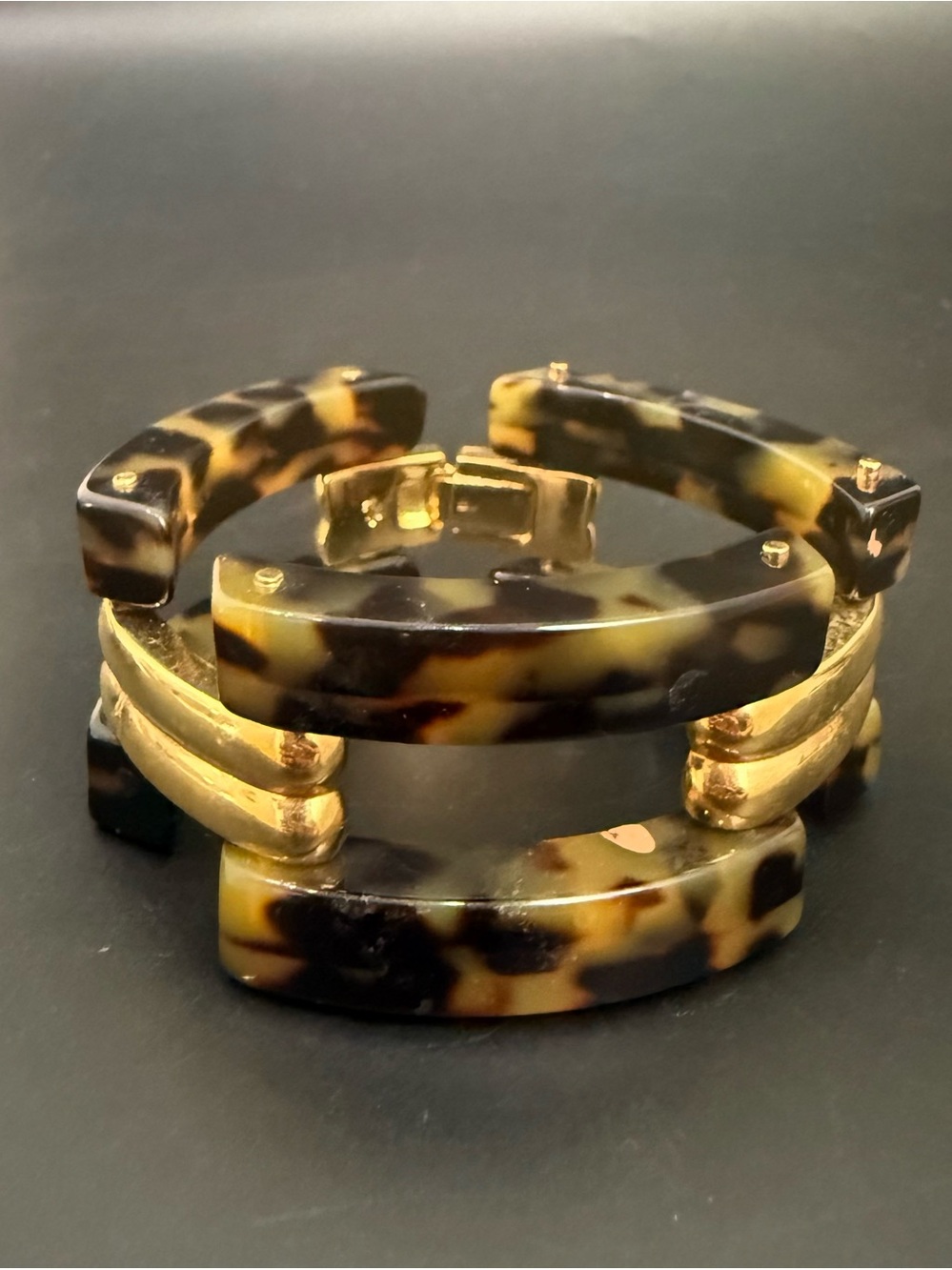 RLL Lauren Ralph Lauren Tortoiseshell Pattern Chunky Links Hinge Bracelet